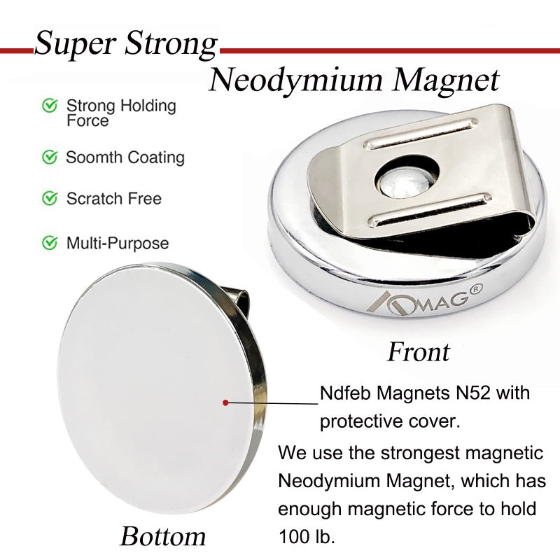 AOMAG Super Strong Neodymium Magnets Belt Clip 100 lbs Magnetic Waist Tool Holder 2" in Dia - Image 5
